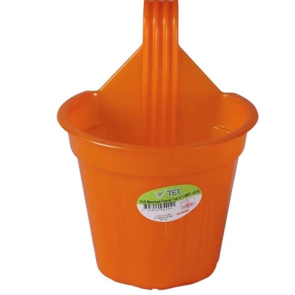 Grill Mounted Flower tub 6" Orange 2 Pcs