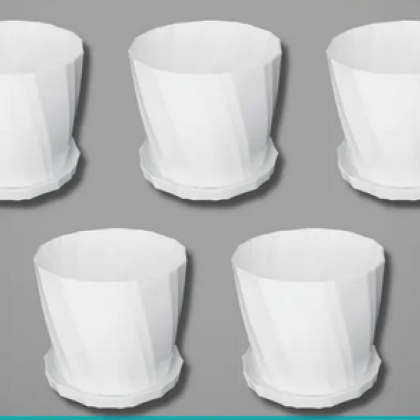 Camellia Planter With Tray - 5 Pcs (4Inchi) White