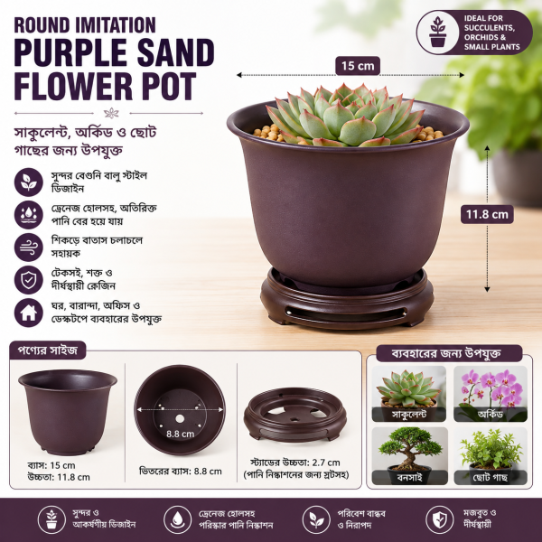 Round Imitation Purple Sand Flower Pot