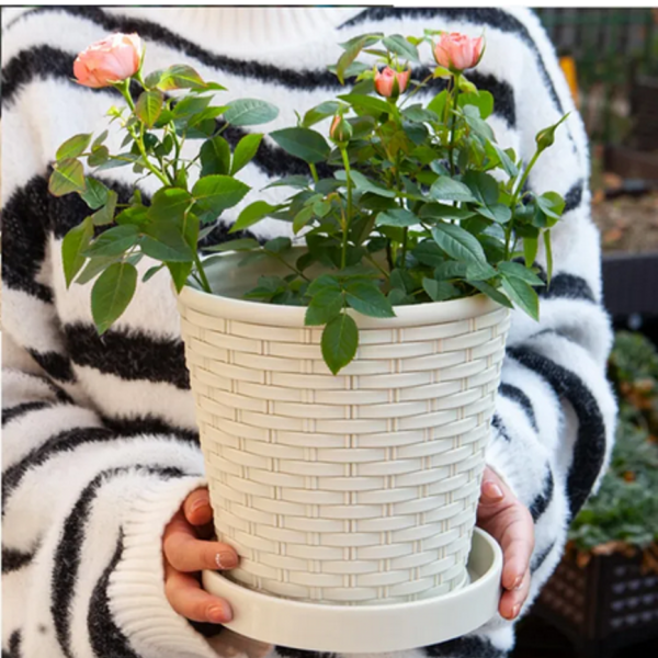 Bamboo Resin Flower Pot7.5 inch