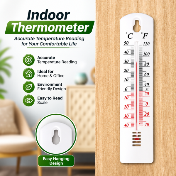 Indoor Wall Thermometer (°C & °F) – Analog Room Temperature Meter for Home & Office