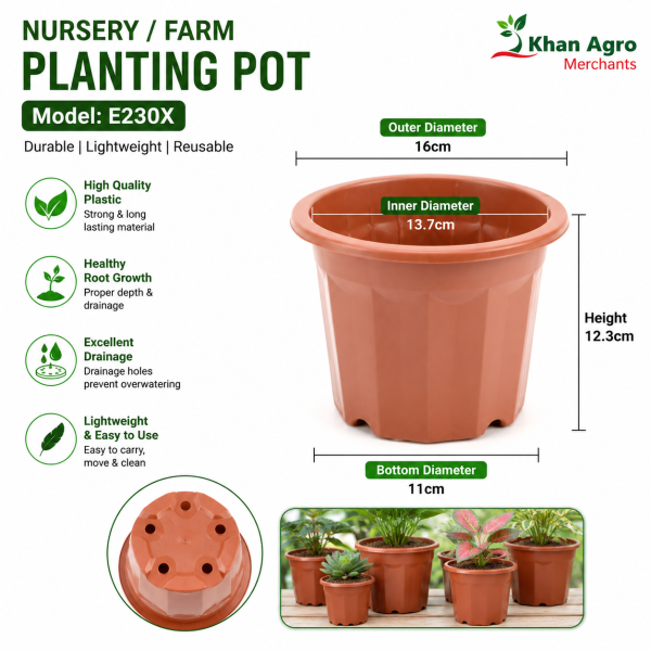 Nursery planting pots 6 inchi 5 pcs soft and long lasting