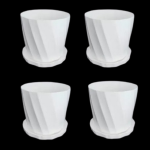 Camelia White Planter 6 Inchi 4 Pcs with Tray
