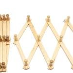 Natural Wood Wall Mounted Expandable Accordion Peg Coat Rack Hanger Hat Closet Hook Expanding Fold Door Wooden Hanger 10 Hooks