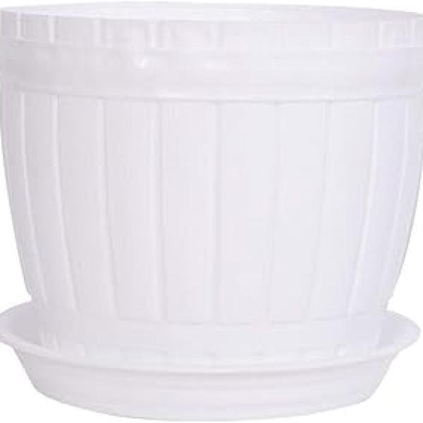 Plant Flower Pot Holder W Tray White(Imported) 6 Inchi 1 Pcs