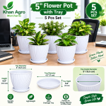 5 Inch Flower Pot with Tray – 5 Pcs Set