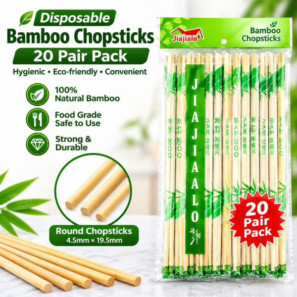 Chopsticks (20 Pair Pack) – 4.5mm × 19.5cm Round