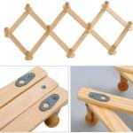 Natural Wood Wall Mounted Expandable Accordion Peg Coat Rack Hanger Hat Closet Hook Expanding Fold Door Wooden Hanger 10 Hooks