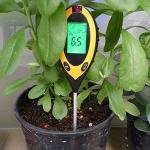 Soil Meter, 4-in-1 Soil r Moisture Meter PH Levels Temperature Sunlight Lux Intensity Survey Instrument with Large Backlit LCD Display for Indoor Outdoor