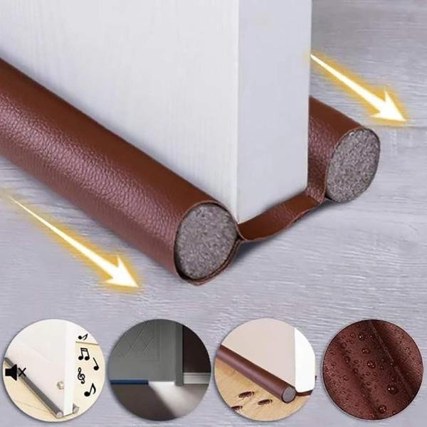 Bottom Door Seal Strip(Brown), Double Door Weatherstrip, Guard Sealant Door Stopper, Door Pull Stopper, Sound Insulation Wind and Water Proof with Insects