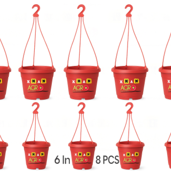 Hanging Tob- Planter 6 Inchi Red 8 Pcs