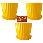 8 Inchi Yellow Flower Planter with tray 3 Pcs