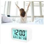 Digital Alarm Clocks Bedside Sunrise Alarm Clocks Bedroom Clock Smart Alarm Clock Bathroom Clock Desk Clock (White)