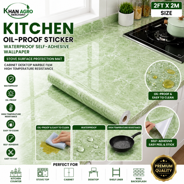 Kitchen Oil-Proof Waterproof Self-Adhesive Sticker – 2ft × 2 Meter