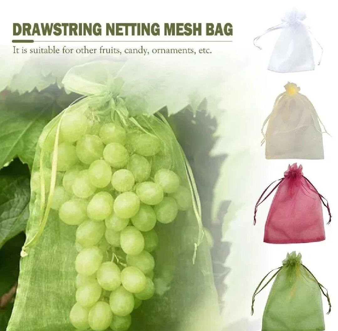 Fiber Fruit Protection Bag 10By13 in- 2Pcs Insect and Bird Mesh for Grapes and Strawberries