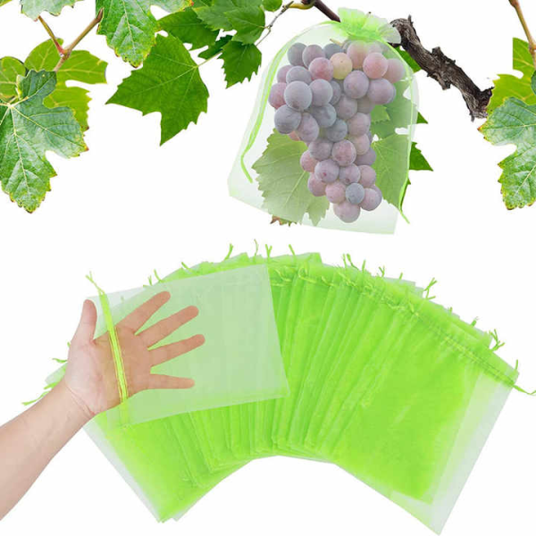Fiber Fruit Protection Bag 2Pcs Insect and Bird Mesh for Grapes and Strawberries