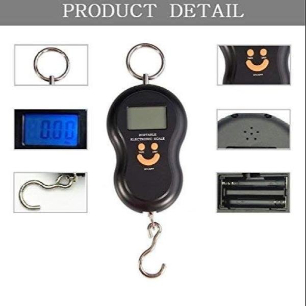 Digital Portable Weighing Scale with Hook - 45kg